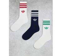 adidas Originals - adicolor - Confezione da 3 paia di calzini bianchi e blu navy con logo del trifoglio-Bianco 40-42