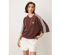 adidas Originals - adicolor - T-shirt oversize marrone con 3 strisce L