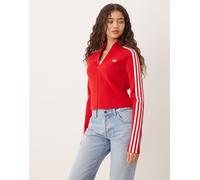 adidas Originals - Adicolor - Top sportivo in maglia slim color better scarlet con 3 strisce-Rosso XS