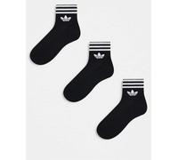 adidas Originals - adicolor Trefoil - Confezione da 3 paia di calzini alla caviglia neri-Nero 37 1/3-38 2/3