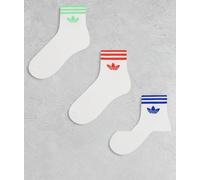 adidas Originals - adicolor Trefoil - Confezione da 3 paia di calzini corti bianchi con strisce dai colori accesi-Multicolore 40-42