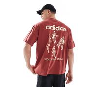 adidas Originals - adidas Sport Design Studio - T-shirt color rubino preloved / vaniglia caldo con grafica con giocatori-Rosso 2XS