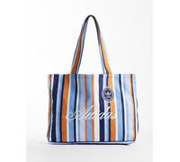 adidas Originals - Borsa shopping blu e marrone a righe con scritta del logo-Multi No Size
