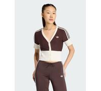 adidas Originals - Camicia con scollo a V e bottoni color caffè aurora-Marrone XL