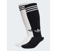 adidas Originals - Confezione da 2 paia di calzini al ginocchio bianchi e neri con 3 strisce-Bianco 42 2/3-44 2/3