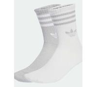 adidas Originals - Confezione da 2 paia di calzini argento metallizzato / bianco con 3 strisce glitterate 37 1/3-38 2/3