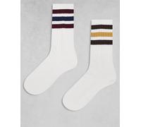 adidas Originals - Confezione da 2 paia di calzini bianchi corti a coste-Bianco 37 1/3-38 2/3
