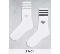 adidas Originals - Confezione da 2 paia di calzini bianchi e argento con glitter-Bianco 42 2/3-44 2/3