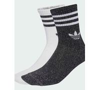 adidas Originals - Confezione da 2 paia di calzini neri e bianchi glitterati con bordino e 3 righe-Nero 42 2/3-44 2/3