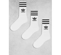 adidas Originals - Confezione da 3 paia di calzini alla caviglia bianchi-Bianco 42 2/3-44 2/3