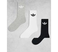 adidas Originals - Confezione da 3 paia di calzini con trifoglio neri/grigi/bianchi-Bianco S