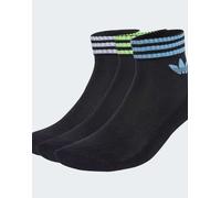 adidas Originals - Confezione da 3 paia di calzini neri / blu cenere / verde segnale con 3 strisce-Nero 40-42