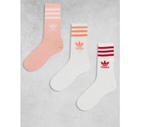 adidas Originals - Confezione da 3 paia di calzini rosa e rossi-Bianco L