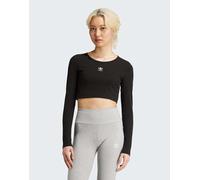 Maglia Essentials Ribbed Crop Long Sleeve Black 2XS