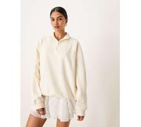 adidas Originals - Felpa color crema con zip corta e logo lineare-Bianco S