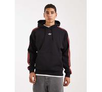adidas Originals - Felpa con cappuccio nera con strisce a contrasto-Nero S