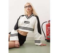 adidas Originals - Felpa girocollo bianco sporco e nera color block 2XS
