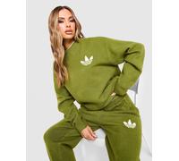 adidas Originals Felpa Girocollo Trefoil Knit, verde XS