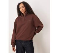 adidas Originals - Felpa marrone con zip corta e logo lineare M