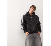 adidas Originals - Felpa vestibilità ampia nera con stampa leopardata e cappuccio-Nero XS