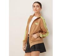 adidas Originals - Firebird - Top della tuta largo beige e lime-Neutro XS