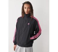 adidas Originals - Firebird - Top sportivo nero e rosa acceso XS