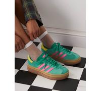 adidas Originals - Gazelle Bold - Sneakers verdi e rosa con suola platform-Verde 40 2/3