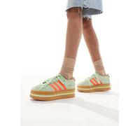 adidas Originals - Gazelle - Sneakers verdi e arancioni con suola rialzata-Verde 40