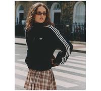 adidas Originals - Giacca sportiva in raso nera con 3 strisce con volant-Nero 2XS