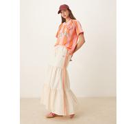 adidas Originals - Gonna lunga color bianco sporco con 3 strisce all'uncinetto XS