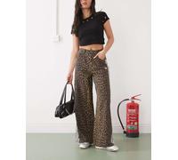 adidas Originals - Jeans a fondo ampio in denim leopardati-Multicolore W33