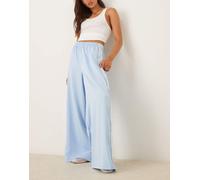 adidas Originals - Joggers a fondo ampio blu in raso con 3 strisce con volant L
