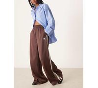 adidas Originals - Joggers a fondo ampio marroni in raso-Marrone 40