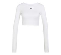adidas Originals - Essentials - T-shirt a maniche lunghe corta bianca a coste-Bianco XL