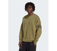 adidas Originals - Neuclassics - Top girocollo oversize verde oliva a maniche lunghe M