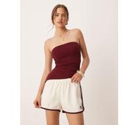 adidas Originals - Pantaloncini stile sprinter color crema e bordeaux con tre strisce-Bianco XL