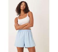 adidas Originals - Pantaloncini stile sprinter in raso blu con 3 strisce con volant XS