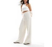 adidas Originals - Pantaloni bianchi in maglia a trecce con logo a trifoglio-Bianco XL