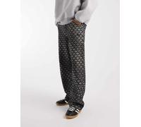 adidas Originals - Pantaloni larghi neri con monogramma-Nero 33in