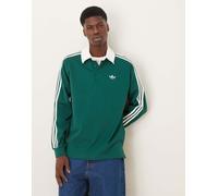 adidas Originals - Polo a maniche lunghe verde con tre strisce 2XL