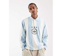 adidas Originals - Polo blu e crema a righe con grafica S