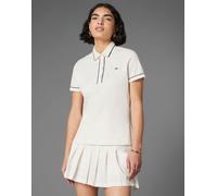 adidas Originals - Polo da golf bianco gesso con trifoglio in maglia twistknit XS