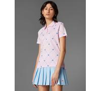 adidas Originals - Polo da golf rosa limpido / blu bird con stampa di trifogli 2XL