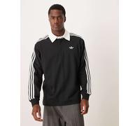 adidas Originals - Polo nera a maniche lunghe con tre strisce-Nero S
