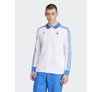 adidas Originals - Real Madrid Terrace Icons - Polo a maniche lunghe bianca/blu-Bianco 3XL