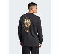 adidas Originals - T-shirt a maniche lunghe della Juventus nera con pallone da calcio oro scuro-Nero XL