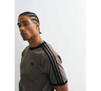 adidas Originals T-shirt a tre strisce in kaki e nero-Verde XL