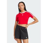 adidas Originals - T-shirt baby rosso scarlatto e bianca con 3 strisce 2XS