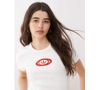 adidas Originals - T-shirt bianca a coste anni '00-Bianco M