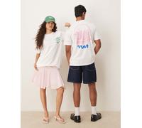 adidas Originals - T-shirt bianca con grafica di hamburger-Bianco L